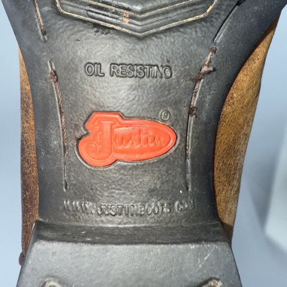 Justin Womens Cowboy Western Boots Brown Leather Sz 7.5B Style L2552 Embroidered - Picture 7 of 8